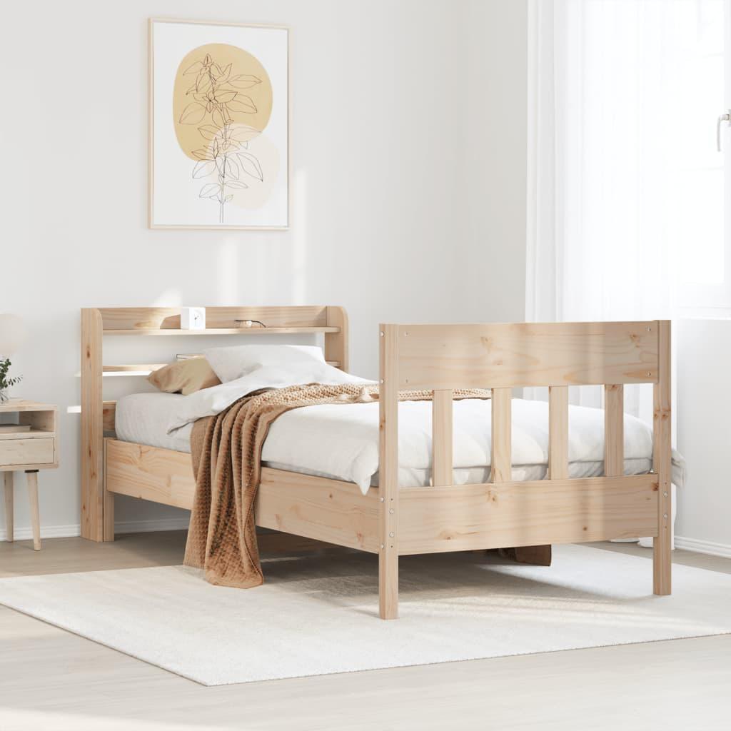 Sengeramme Uden Madras Massivt Fyrretræ - Naturfarvet / 90 x 200 cm