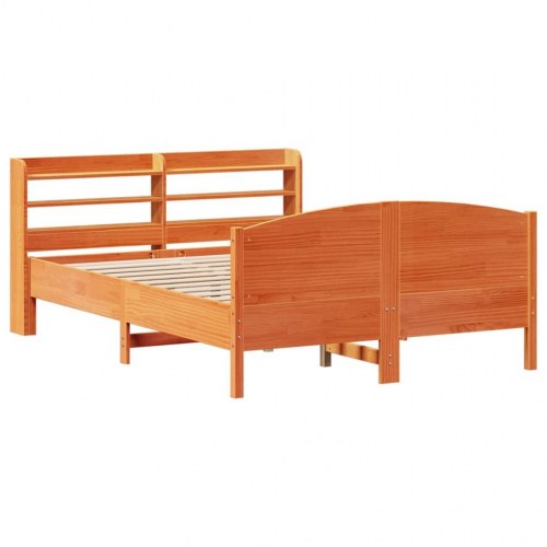 Sengeramme uden madras 140x190 cm massivt fyrretræ gyldenbrun