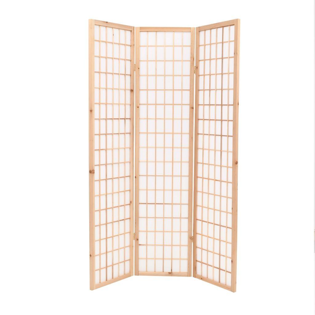 falskhed Kommerciel Ekstraordinær Foldbar 3-panels rumdeler japansk stil 120 x 170 cm naturfarvet