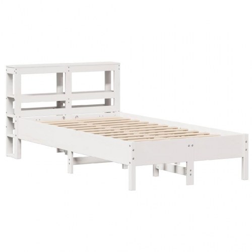 Sengeramme med hovedgærde og hylder 90 x 190 cm - hvid