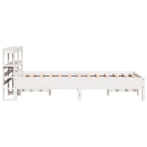 Sengeramme med hovedgærde og hylder 90 x 190 cm - hvid