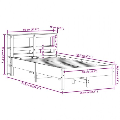 Sengeramme med hovedgærde og hylder 90 x 190 cm - hvid