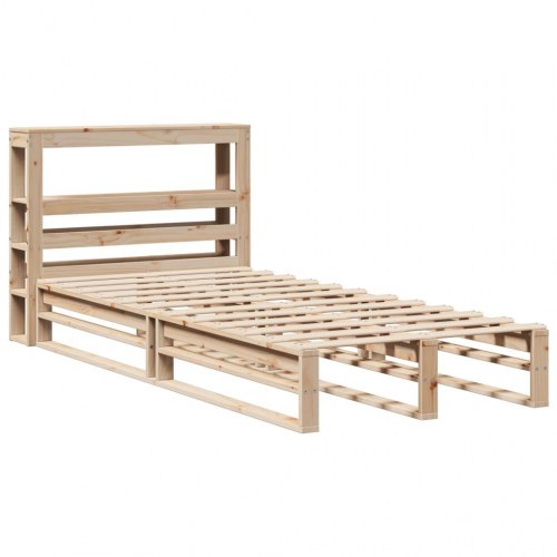 Sengeramme uden madras 90 x 200 cm med hylder - massivt fyrretræ