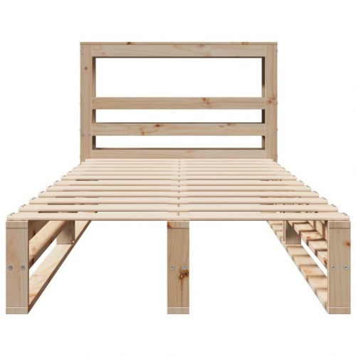 Sengeramme uden madras 90 x 200 cm med hylder - massivt fyrretræ