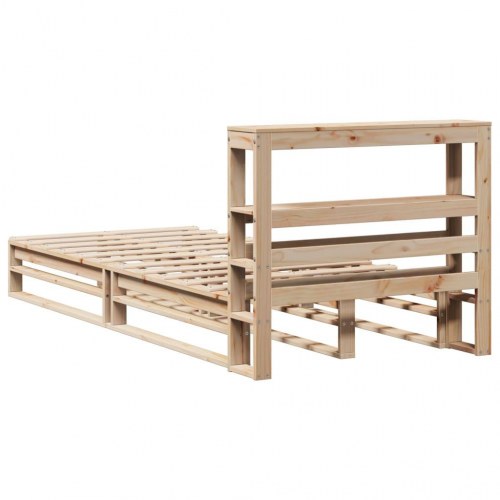 Sengeramme uden madras 90 x 200 cm med hylder - massivt fyrretræ