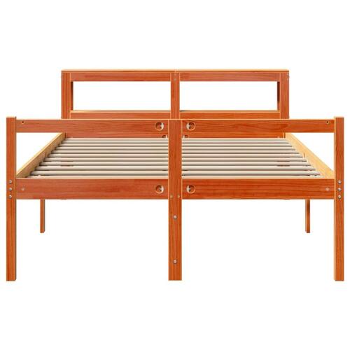 Sengeramme med sengegavl 140x190 cm massivt fyrretræ gyldenbrun
