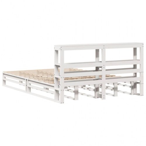 Sengeramme uden madras 135x190 cm massivt fyrretræ hvid
