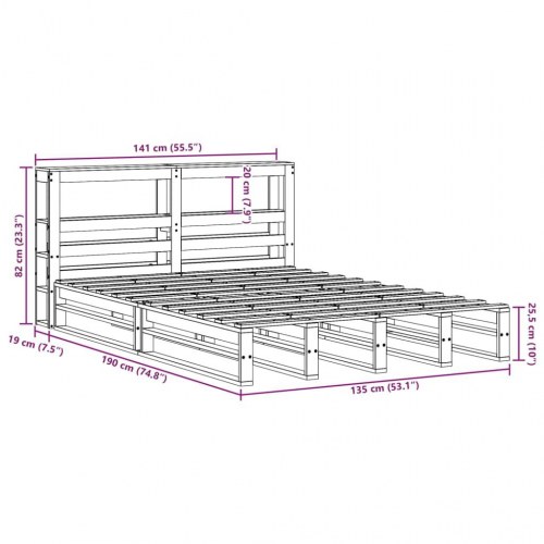 Sengeramme uden madras 135x190 cm massivt fyrretræ hvid