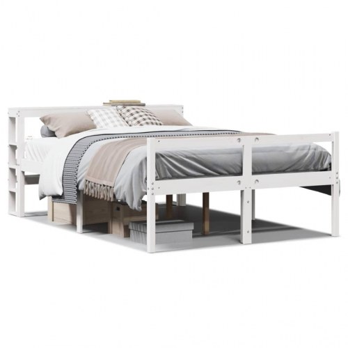 Seniorseng med sengegavl 140x190 cm massivt fyrretræ hvid