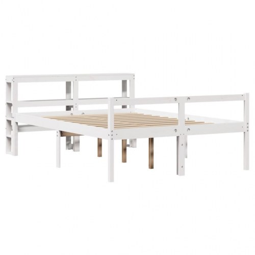 Seniorseng med sengegavl 140x190 cm massivt fyrretræ hvid