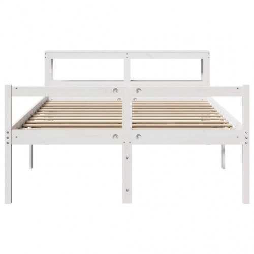 Seniorseng med sengegavl 140x190 cm massivt fyrretræ hvid