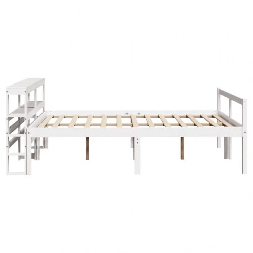 Seniorseng med sengegavl 140x190 cm massivt fyrretræ hvid