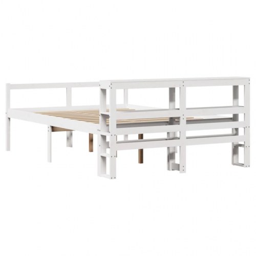 Seniorseng med sengegavl 140x190 cm massivt fyrretræ hvid