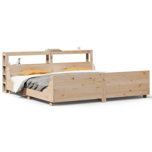 Sengeramme med hylder 180x200 cm - massivt fyrretræ, lamelbund