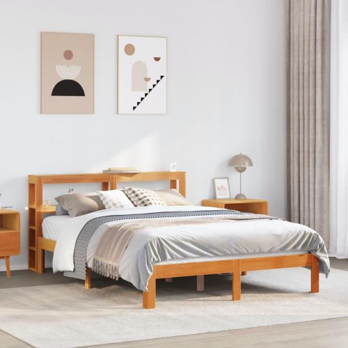 Sengeramme uden madras 140 x 200 cm i massivt fyr - gyldenbrun