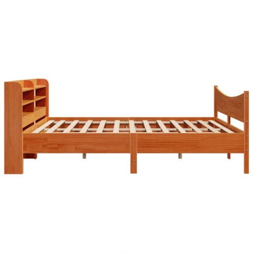 Sengeramme med sengegavl 180x200 cm - massivt fyrretræ, gyldenbrun
