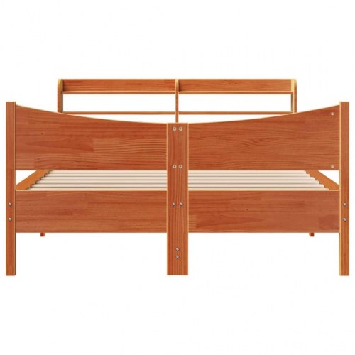 Sengeramme med sengegavl 120×200 cm - massivt fyrretræ, gyldenbrun