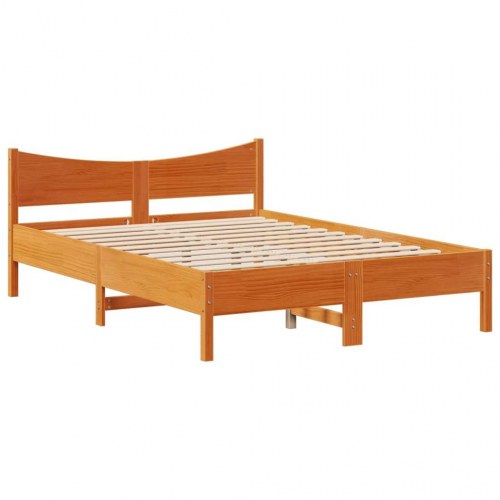 Sengeramme med sengegavl 120x190 cm massivt fyrretræ gyldenbrun