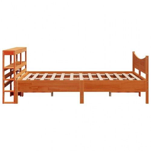 Sengeramme med sengegavl 120x190 cm massivt fyrretræ gyldenbrun