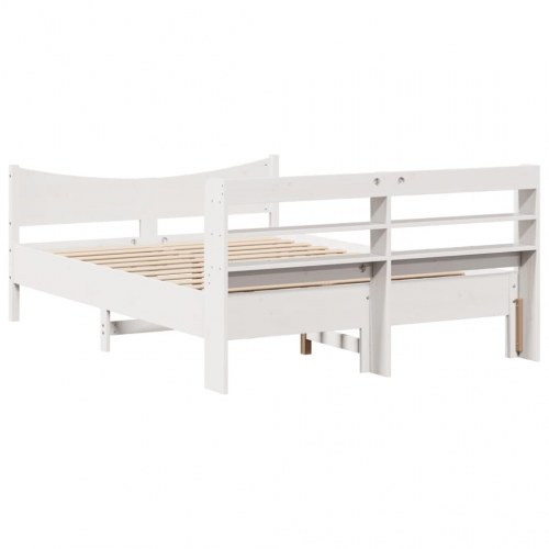 Sengeramme med sengegavl 120x190 cm massivt fyrretræ hvid