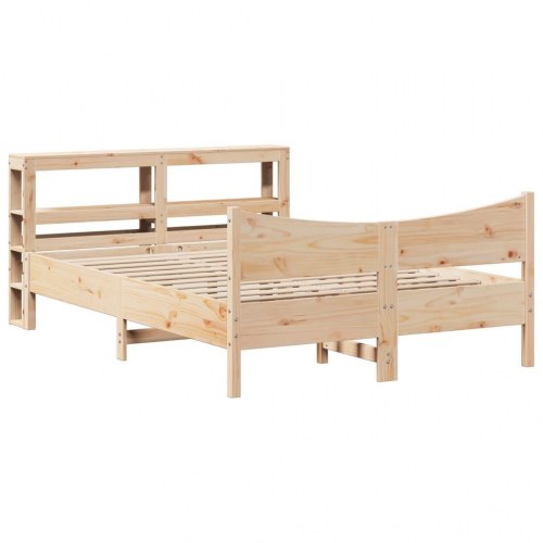 Sengeramme med sengegavl 120×190 cm - massivt fyrretræ med hylder