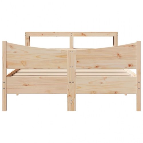 Sengeramme med sengegavl 120×190 cm - massivt fyrretræ med hylder