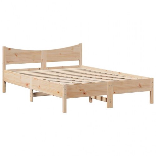 Sengeramme med sengegavl 120×190 cm - massivt fyrretræ med hylder