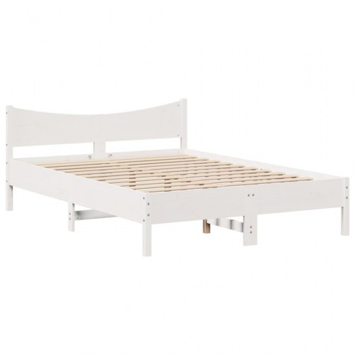 Sengeramme med sengegavl 160×200 cm - massivt fyrretræ, hvid
