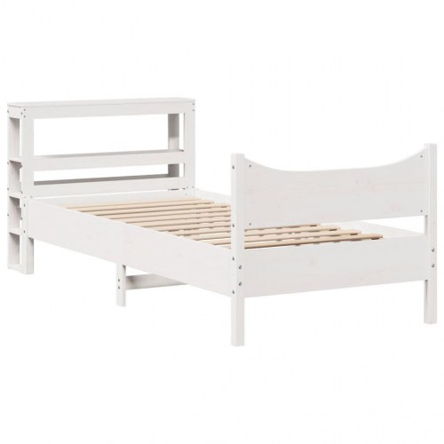 Sengeramme med sengegavl 75×190 cm - massivt fyrretræ, hvid