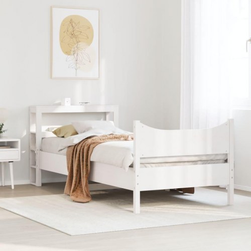 Sengeramme med sengegavl 75×190 cm - massivt fyrretræ, hvid