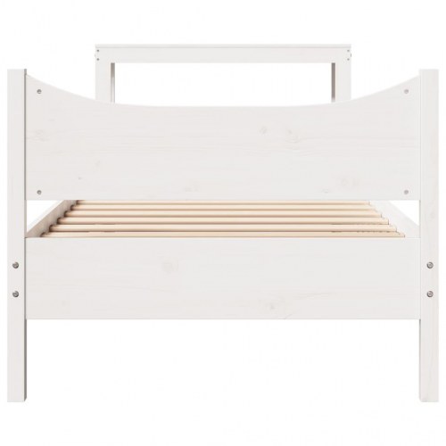 Sengeramme med sengegavl 75×190 cm - massivt fyrretræ, hvid