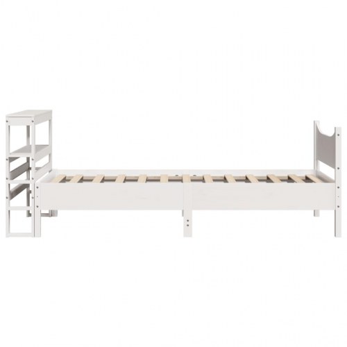 Sengeramme med sengegavl 75×190 cm - massivt fyrretræ, hvid