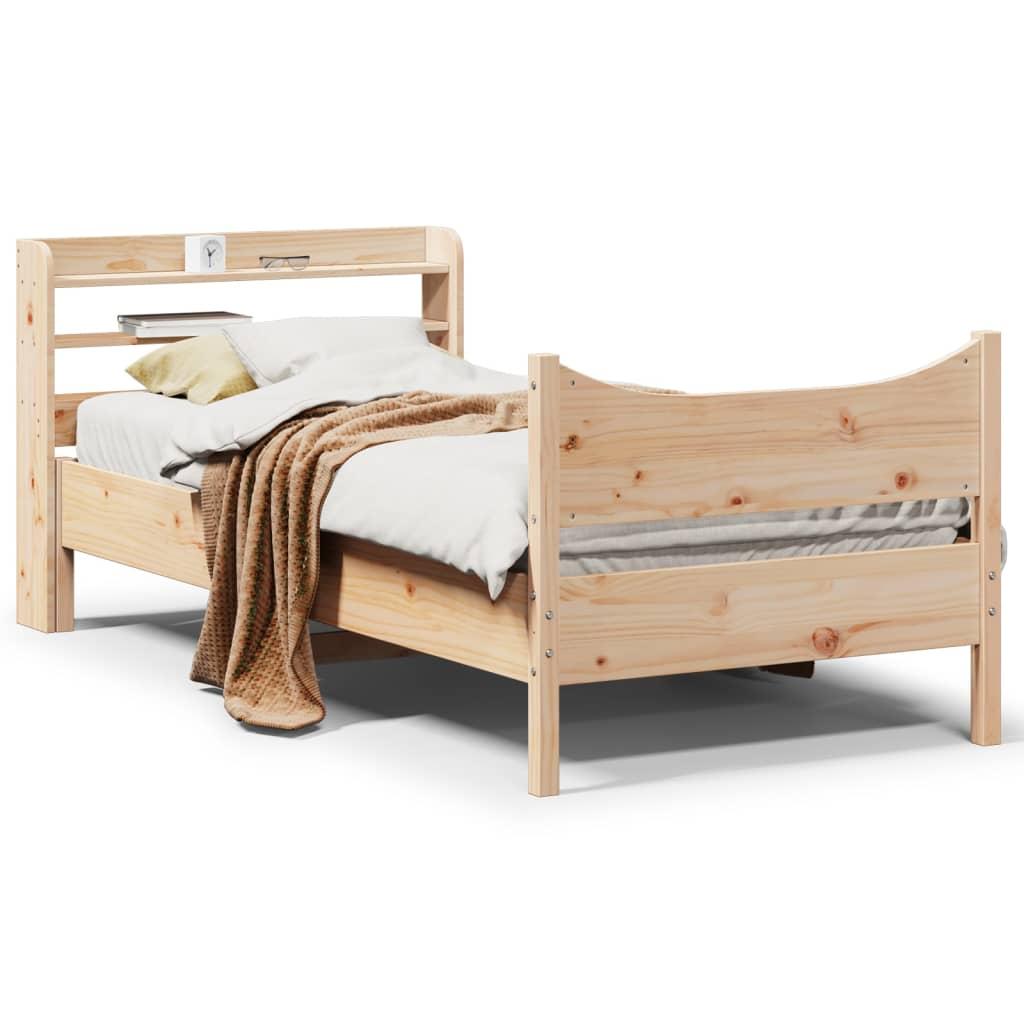 Sengeramme med sengegavl 75x190 cm massivt fyrretræ