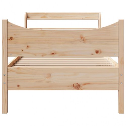 Sengeramme med sengegavl 75×190 cm - massivt fyrretræ med hylder