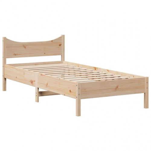 Sengeramme med sengegavl 75×190 cm - massivt fyrretræ med hylder