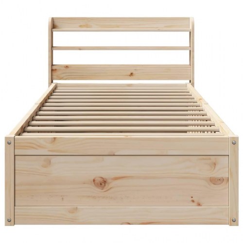 Sengeramme med sengegavl 75 x 190 cm i massivt fyrretræ