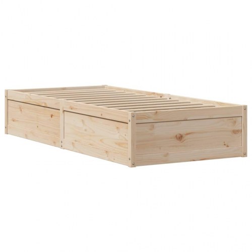 Sengeramme med sengegavl 90 x 190 cm i massivt fyrretræ