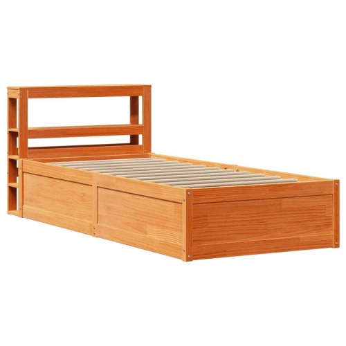 Sengeramme med sengegavl 75 x 190 cm i massivt fyrretræ - gyldenbrun
