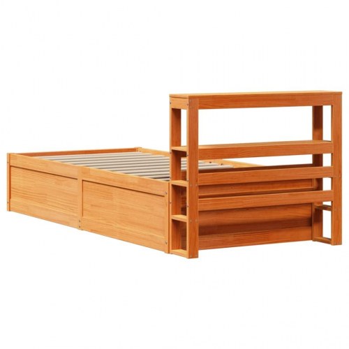 Sengeramme med sengegavl 75 x 190 cm i massivt fyrretræ - gyldenbrun