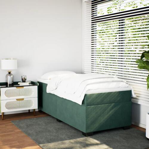 Kontinentalseng med madras 90x200 cm fløjl mørkegrøn