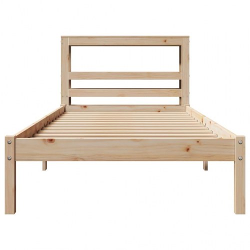 Sengeramme 75x190 cm i massivt fyrretræ med sengegærde