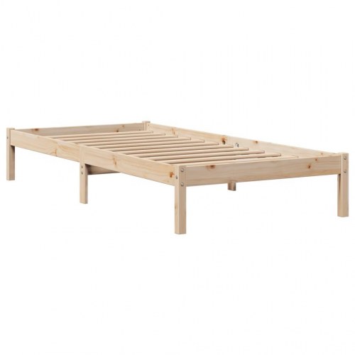 Sengeramme 75x190 cm i massivt fyrretræ med sengegærde