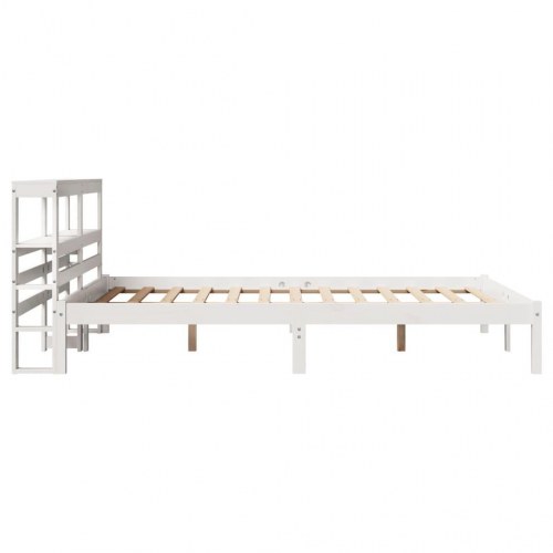 Sengeramme uden madras 150x200 cm massivt fyrretræ hvid