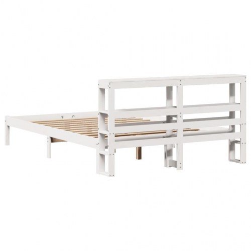 Sengeramme uden madras 150x200 cm massivt fyrretræ hvid