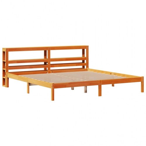 Sengeramme med sengegavl 200x200 cm - gyldenbrun