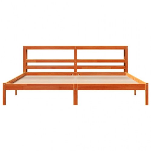 Sengeramme med sengegavl 200x200 cm - gyldenbrun