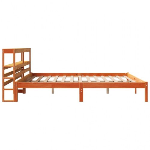 Sengeramme med sengegavl 200x200 cm - gyldenbrun