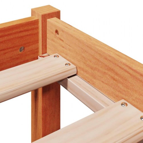 Sengeramme med sengegavl 100 x 200 cm massivt fyrretræ - gyldenbrun