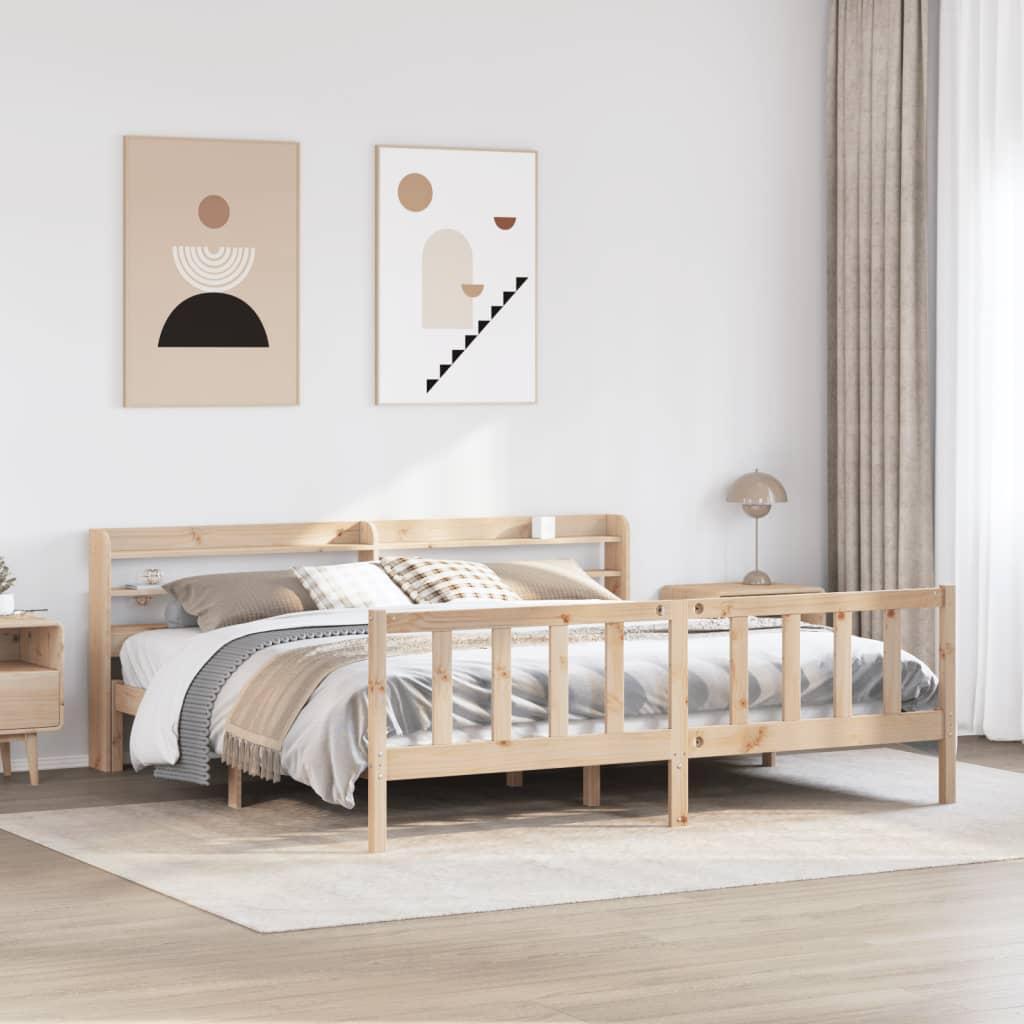 Sengeramme Uden Madras Massivt Fyrretræ - Naturfarvet / 180 x 200 cm