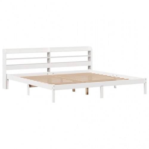 Sengeramme 200x200 cm i massivt fyrretræ - hvid